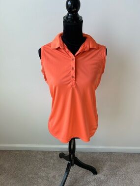 Nike Sleeveless Polo Tank Top in Coral Orange
